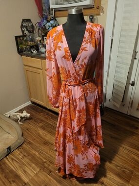 chinese dress ladies Women's Elegant V-Neck High Waisted Tie Loose Long Split Maxi Dress   Anna-Kaci